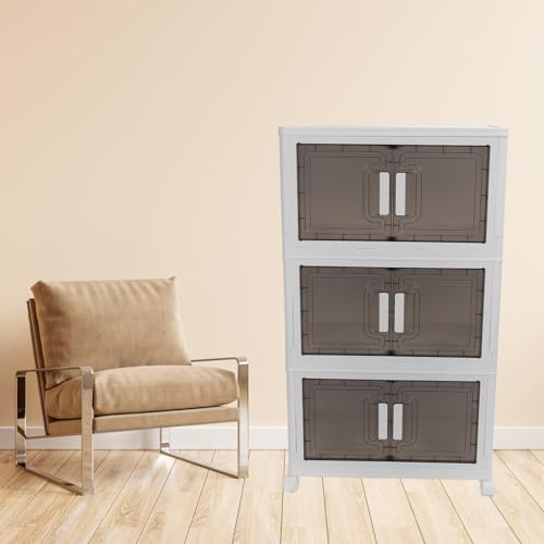Boîte de rangement empilable pliable avec couvercles sur roulettes
