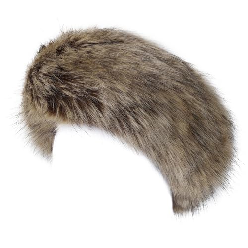 Aiphamy Winter Fluffy Faux Fur Headband Hat Ear Warmer Head Wrap Head Warmer for Women (Natural Color)