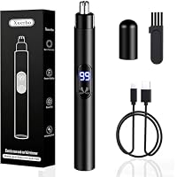 Rechargeable Nose Hair Trimmer for Men and Women with LCD Battery Display Painless USB Nose Trimmer, Ear and Nose Clipper, Facial Hair Removal, Easy to Clean, Dual Edge Blades