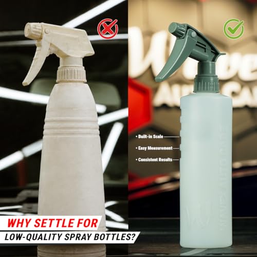 Image of WaveX Empty Spray Bottle 500ml Heavy Duty (Set of 2) | HDPE Chemical Resistant Bottle with Strong Trigger Sprayer | Dilution Scale Engraved | Ideal for Car Detailing, Cleaning & Chemicals