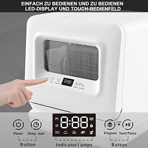 Mini-vaatwasser 45 Cm, Draagbare Topvaatwasser, Met 5 Wasprogramma's, Tafelvaatwasser, 360 ° Bovenste En Onderste… - Afbeelding 5