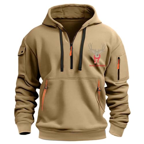 Sudadera con capucha para hombre de manga larga con cremallera 1/4, varios bolsillos, chaqueta con capucha, cordón, vintage, sudadera Y2k, holgada, monocolor, ropa de calle, ligera, para exteriores,