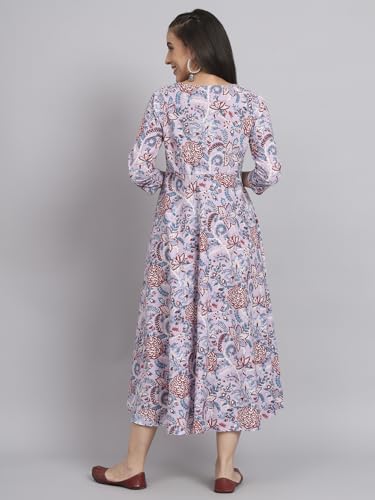 Image of Rapsodia Womens Cotton Green & Brown Floral Printed Flared Kurta
