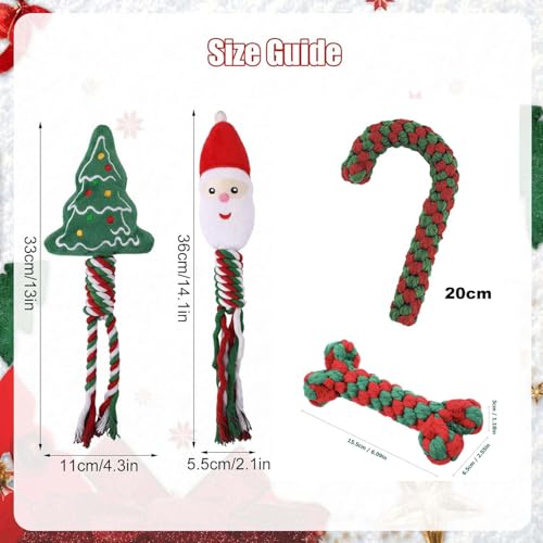 4 StüCk Weihnachten Hundespielzeug,Spielzeug Hund Weihnachten,Hund Weihnachten Spielzeug,Spielzeug Hund Weihnachten,Kauspielzeug Hund Zuckerstange,Dog Toys Candy Canes Geeignet für Kleine Mittlere