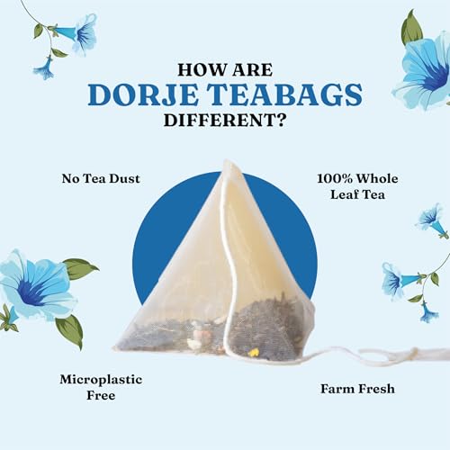 Image of Dorje Teas Blue Pea Mint Darjeeling Green Tea | 30 Pyramid Teabags (Pack of 1) | Selim Hill Estate | Earthy Mint with Blue Pea Flower | Promotes Relaxation & Glowing Skin | Organic Whole Leaf Blend | 30 Cups