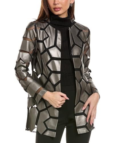 Women's Laser-Cut Leatherette on Mesh Jacket