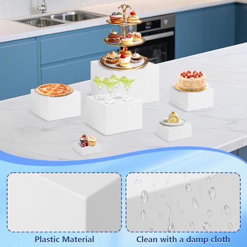 Présentoir à Gâteaux 6 Pièces Blanc Support de Buffet Réutilisable Cupcake Anniversaire
