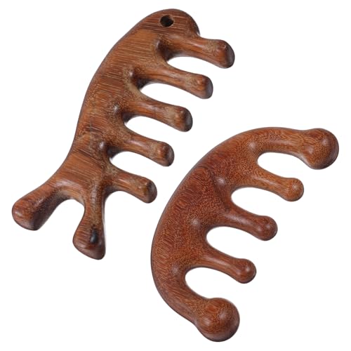 Ymapinc 2pcs Wooden Scalp Massager Comb, Scalp Comb Tool for Dandruff Removal Head Neck Shoulders Hands Arms - Muscle Pressure Release Massage Brush