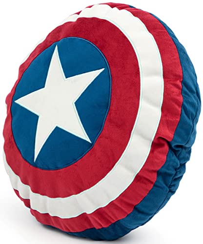 Image of Jay Franco Marvel Avengers Captain America's Shield Shaped Decorative Pillow - Kids Super Soft Throw Plush Pillow - Measures 16 Inches (Official Marvel Product)