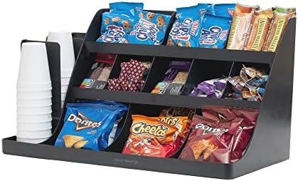 Mind Reader 14 Compartment 3 Tier Large Breakroom Coffee Condiment Organizer, Black