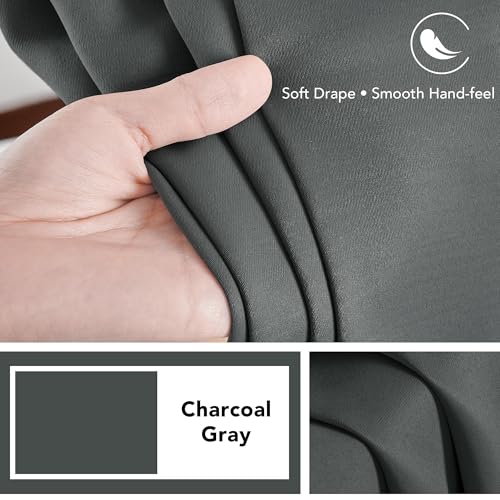 Deconovo Blackout Curtains, Thermal Insulated, W70 x L95 2 Panels, Back Tab, Machine Washable, Room-Darkening Drapes for Bedroom/Living Room Dark Grey
