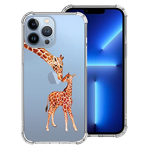 Hepix Giraffe Clear Case Compatible with iPhone 13 Pro Max Case Cute 2021, iPhone 13 Pro Max Case for Women Girls, Shockproof TPU Phone 13 Pro Max Cover, Case for iPhone 13 Pro Max 6.7, Mom & Child