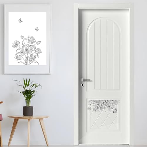 Fumwase FUMWASE20240105 2 Pcs Toilet Tank And Seat Stickers Set With Different Patterns Monochrome Floral Butterfly Toilet Stickers Decals Removable Waterproof Self-Adhesive Toilet Lid Decals thumb #5