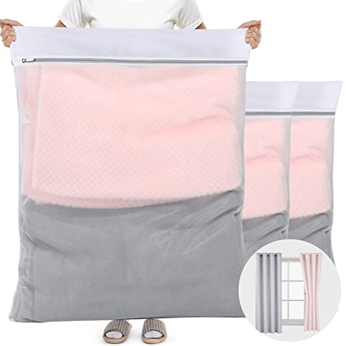 Angooni Red de lavandería grande XXL, 60 x 80 cm, 90 x 110 cm, bolsa de lavandería, red de lavandería para lavadora, bolsa de lavandería con cremallera mejorada para cortinas, ropa de cama