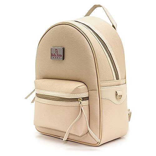 Kit Mochila Feminina + Bolsa + Carteira Bella Rosa (Bege)