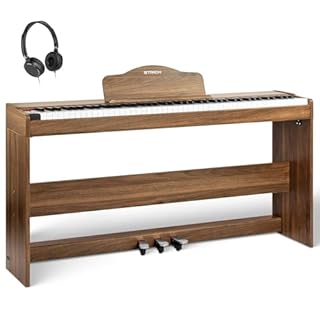 STRICH Digital Piano 88 Keys, Hammer-Action Weighted Keyboard, Full size Electric Piano Keyboard with Furniture Stand, 25Wx2 Speakers, Supports USB-MIDI/Wireless Connect, SDP-300W (Color Walnut Wood)