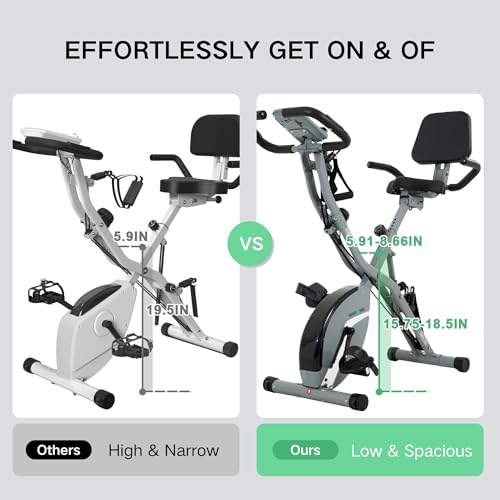 Image of BARWING Stationary Exercise Bike for Home Workout, 5 IN 1 Foldable Indoor Cycling Bike for Seniors, 350LB Capacity, 16-Level Magnetic Resistance, Seat Backrest Adjustments