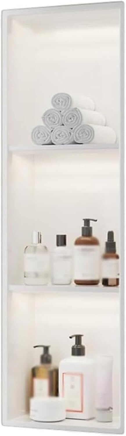 Niche de douche encastrée LED blanc 90x28cm en acier inoxydable luxe