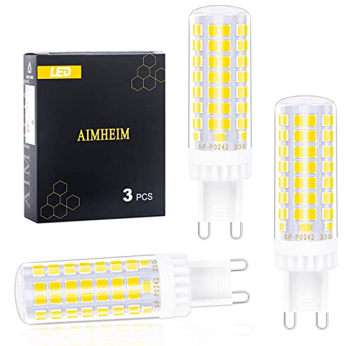 AIMHEIM LED G9 Dimmerabile 7W, Lampadine LED G9 Luce Bianca Naturale 4000K,Equivalenti a 70W, 770lm AC230V, Angolo a Fascio 360 °G9 LED Lampadina, 3 Pezzi