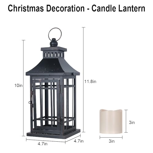 NEEDOMO 2Pack Decorations Indoor, Outdoor Led Lanterns Decorative for Table Centerpieces, Vintage Metal Hanging Candle Holder, Home Decor, Wedding, Party, Living Room, Patio, Porch