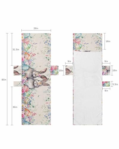 Spring Easter Beach Lounge Chair Towel Cover, Soft Chaise Lounge Towel with Side Pockets Patio Pool Chairs Cover for Beach/Pool Sunbathing 29x85 Rustic Bunny Eggs Eucalyptus Leaves Botanical