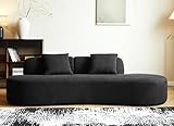 Container Furniture Direct 90' Curved Sofa with Throw Pillows, 4 Seater Luxury Velvet Couch with Half Moon Design and High-Density Foam, Ideal for Modern Living Room, Office & Apartment, Black