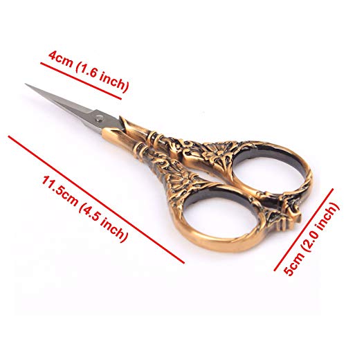 Bihrtc Vintage European Style Scissors Stainless Steel For Cross Stitch Cutting Embroidery Sewing Handcraft Craft Art Work Diy Tool(Red Copper) #TOP1
