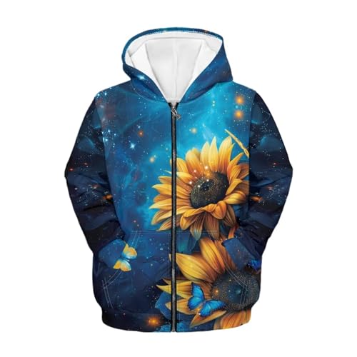 Kids Zip Up Hoodie for Boys Girls Printed Cool Casual Hooded Sweatshirt Jacket Fall Sports Shirts with Pocket