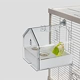 YOOSO WING Hanging Bird Bath for Cage, 3-in-1 Multifunctional Bathtub -Bath, Feeder & House for Small to Medium Lovebirds, Finches, Parakeets – Essential Bird Cage Accessory (White)