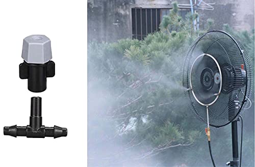 DIY Crafts Water Misting Cooling System Kit Summer Sprinkler Nozzle Outdoor Garden Greenhouse Park Plant Spray Hose Watering Sprayer (6 Pcs Misting Kit, Included Pipe + Faucet Connector + Accessory)