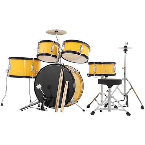 Drum Set for Beginners, Drum Set 5 Piece, Drum Set With Bass Drum, Cymbals, Stool, Drumsticks, Pedal, Stand Cover