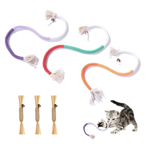 AYNKH Catnip Toy Bite Rope Chew Sticks, 6PCS Cats Kittens Teeth Cleaning Toys, Interactive Indoor Cat Nip Cotton Rope