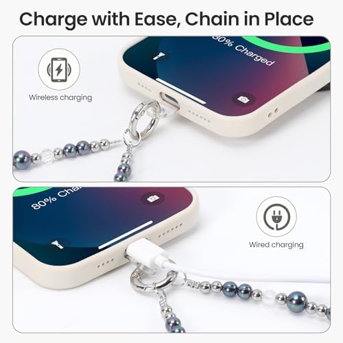 Cymoyak Phone Charm for Women, Beaded Wrist Strap Lanyard with Tether Tab - 5