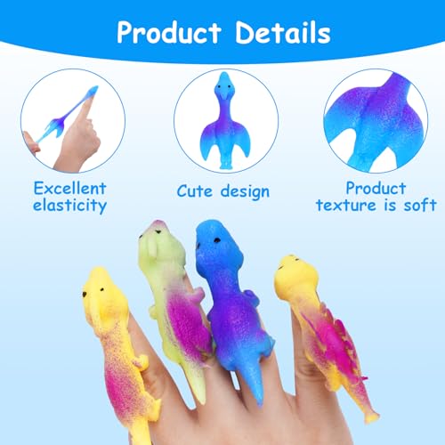 Ainiv Dinosaurier-Fingerspielzeug 10 Stück - Schleuder Spielzeug, Slingshot Finger Toys, Lustige Fliegende Partyspielzeug für Kinder