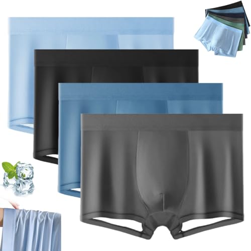 Ice Boxer Pro,Nuvellor Underwear,Ultra Comfortable Premium Silk Underwear,Mens Seamless Ice Silk Cool Breathable Boxer Briefs