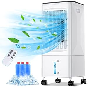 Portable Air Conditioner, 3 in 1 Evaporative Air Cooler, 60° Oscillation Portable AC Unit for Bedroom with 3 Modes & 7H Timer, Portable Swamp Cooler for Home Office Garage Kitchen Living Room