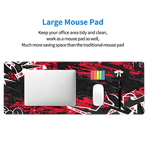 Abstract Xl Large Gaming Mouse Pad With Stitched Edge, Non-Slip Rubber Big Long Extended Deskmat Desktop Makeup Mat, 31.5 * 11.8 In (Dark Black Abstract Flat Urban Street) #TOP6