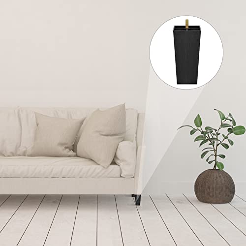 Turstin 8 Pack 5.7 Inch Furniture Legs Plastic Sofa Coach Legs Square Tapered Feet Sofa Legs With T-Nuts Screws For Legs Sofas Chairs Cabinets Dressers Beds, Black #TOP4