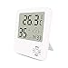 Pineocus Thermomètre hygromètre numérique d'intérieur mural thermomètre d'intérieur avec réveil, écran LCD pour bureau (blanc)