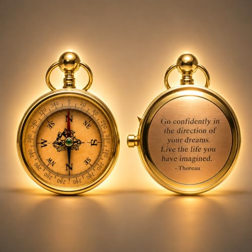 Brújula Vintage de Latón God's Path con Estuche de Cuero – Brújula de Bolsillo Inspiracional con Salmo 32:8 Grabado, Regalo para Hombre y Mujer para Senderismo y Camping Náutico miniatura 3