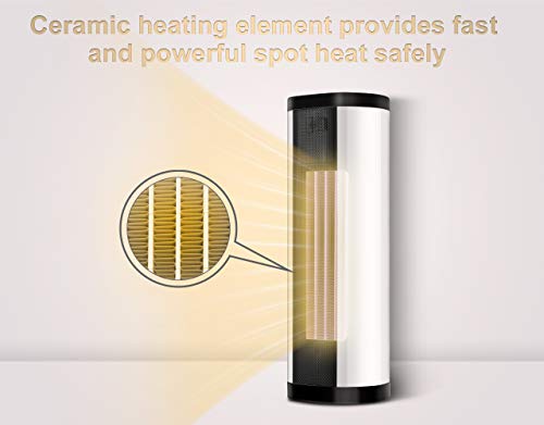 Space Heater, Indoor Portable Electric 1500W Ceramic Tower Heaters with Adjustable Thermostat, ECO Mode, 24Hrs Timer, Internal Oscillating, LED Display, Overheat Protection for Indoor Use, Office