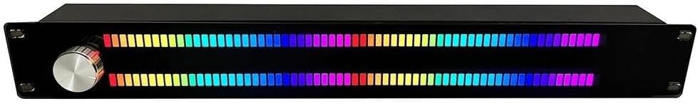 محلل طيف الصوت ثنائي القناة، شاشة LED، مقياس مستوى الصوت، محلل، مقياس عرض الموسيقى المنزلية مع مؤشر 128 RGB LED VU 19 لونًا 6 مستويات سطوع، وضع إدخال الخط المنشط بالصوت