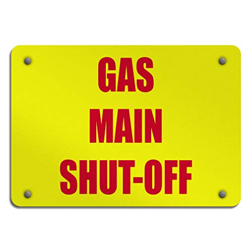 Aluminum Weatherproof Metal Sign Multiple Sizes Gas Main Shut Off Style 1 Hazard Emergency 10INx7IN Horizontal Street Signs One Sign