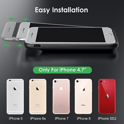 Pxwaxpy Battery Case for iPhone 6/6s/7/8/SE(2022/2020)(6.1 Inch), Upgraded Ultra-Slim 7000mAh Portable Extended Battery Pack for iPhone 8, iPhone 7, iPhone 6/6s, iPhone SE Charging Case (Black)