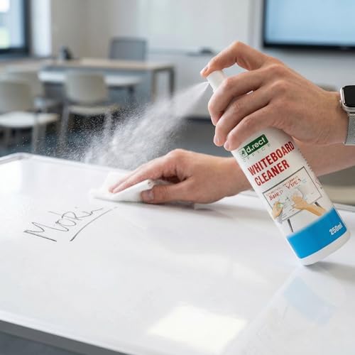 D.RECT Whiteboard Reiniger 250ml - Pump-Spray-Flasche Whiteboard Cleaner Spray zur Reinigung: Magnettafel, Flipchart - Entfernt Marker Farbe, Staub, Streifen und Verfärbungen