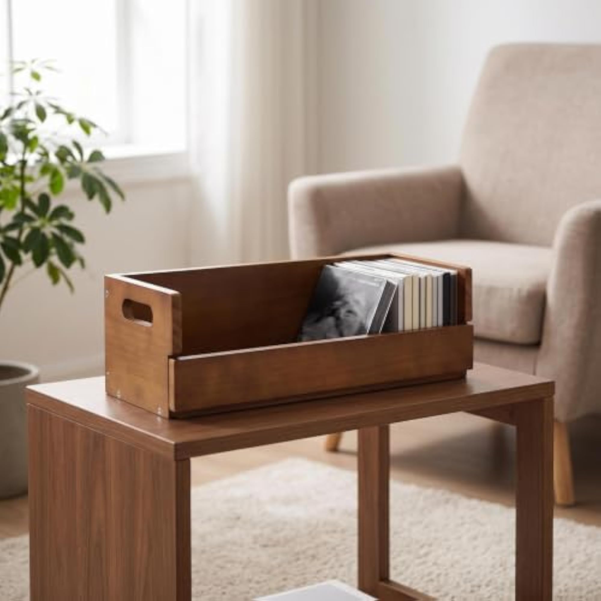 Compact Wooden CD Storage Box with Flap for Collectors