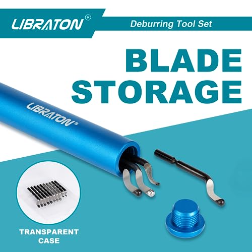 image for Libraton Deburring Tool with 11 High-Speed Steel Blades, 360 Degree Ro