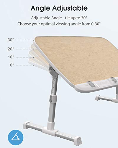 AboveTEK Laptop Desk for Bed, Portable Laptop Table Tray with Foldable Legs, Height Adjustable Foldable Laptop Desk for Eating Reading Writing, Computer Tray for Bed on Couch Sofa Floor Birch