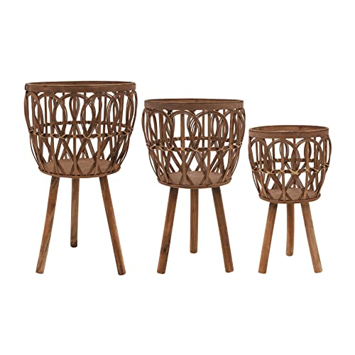 Sagebrook Home 17139 20 Inch/23 Inch/26 Inch Set Of 3 Bamboo Wood Planters cover