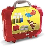 multiprint valigetta travel set curious george, made in italy, album da colorare, con puzzle e matite, set timbrini bimbi, in legno e gomma naturale, inchiostro lavabile atossico, idea regalo, 42985